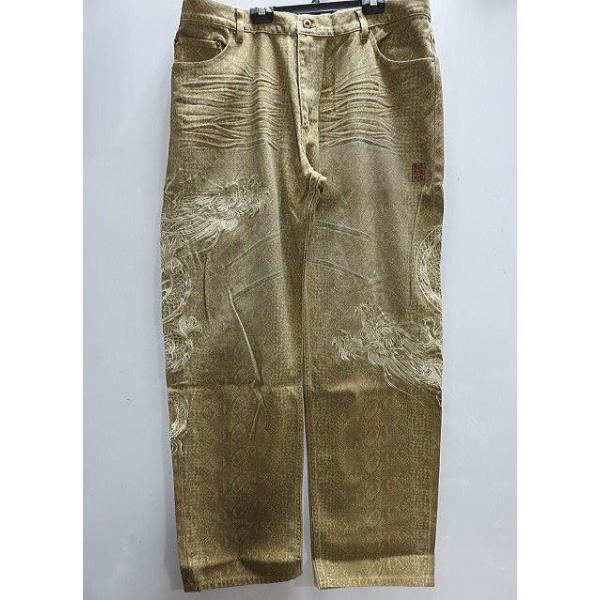 カラクリ魂 和柄デニムパンツ KARAKURI 龍刺繍　バイソン　ツイル カラクリ魂 和柄 デニムパンツ KARAKURI 龍刺繍 バイソン ツイル