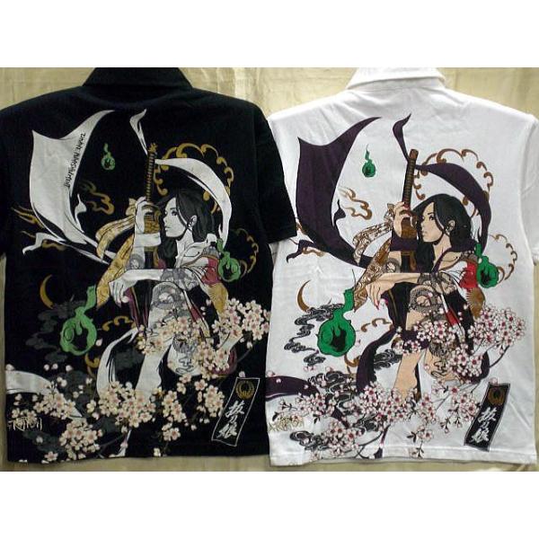 カラクリ魂 　和柄 半袖ポロシャツ  抜刀娘　結愛・一反木綿　KARAKURI カラクリ魂 和柄 半袖ポロシャツ 抜刀娘 結愛・一反木綿 KARAKURI