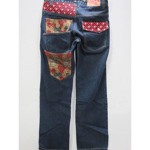 華鳥風月　風神雷神　3連ポケット　デニム　希少 神楽 和生地切替3連ポケット デニムパンツ 華鳥風月