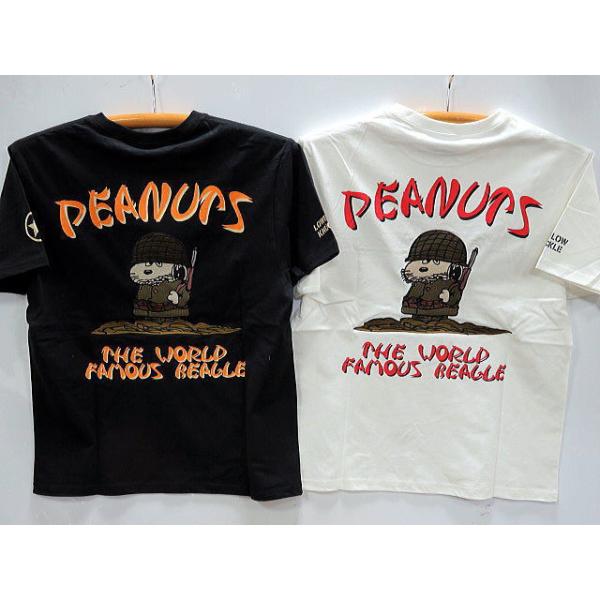 LOWBLOW KNUCKLE X PEANUTS ミリタリー半袖Tシャツ スヌーピー