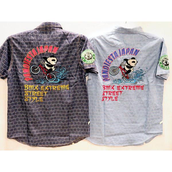 PANDIESTA JAPAN　　デニムジャガード半袖シャツ　BMXパンダ　パンディエスタ PANDIESTA JAPAN デニムジャガード半袖シャツ BMXパンダ パンディ