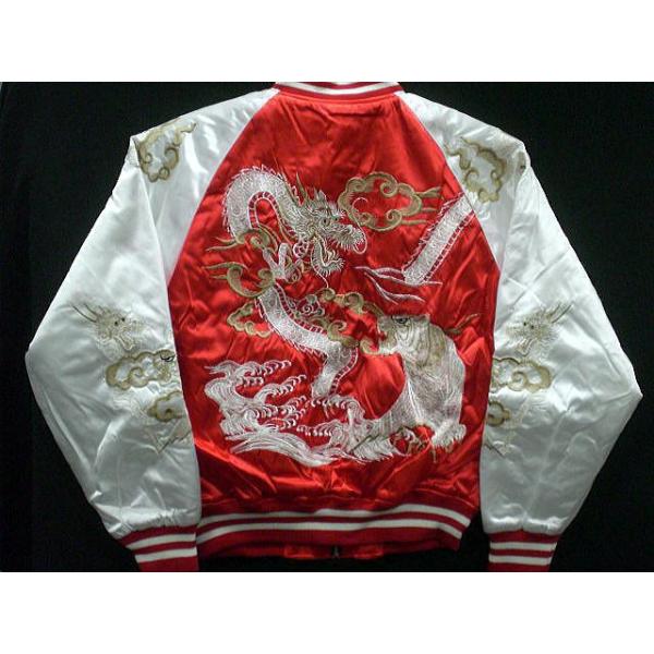 スカジャン つづき龍虎 日本製本格刺繍のスカジャン2L : takafuku1915