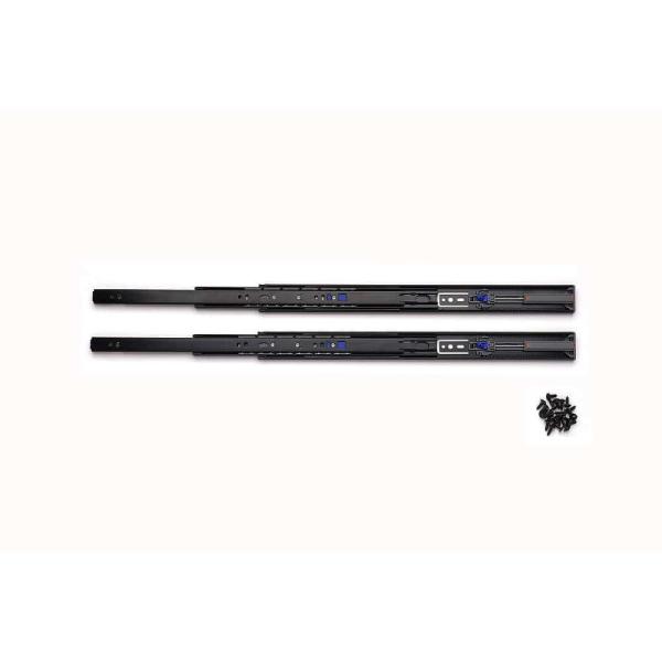 スガツネ工業 スライドレール 3670-400BL ブラック仕様 3段引き 400mm 45.5mm 鋼製 セルフ＆ソフトクロージング機構付き 消音機