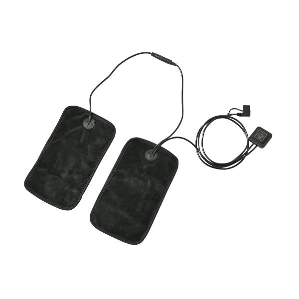 お手持ちのモバイルバッテリーに接続してご使用いただけます。付属の面ファスナーを使ってヒーターを取り付けて使用します。ヒーターは1枚でも2枚でも自由に使用可能。作業服やスーツなど衣類には2枚で広範囲に温めたり、リュックやクッションには1枚でよ...