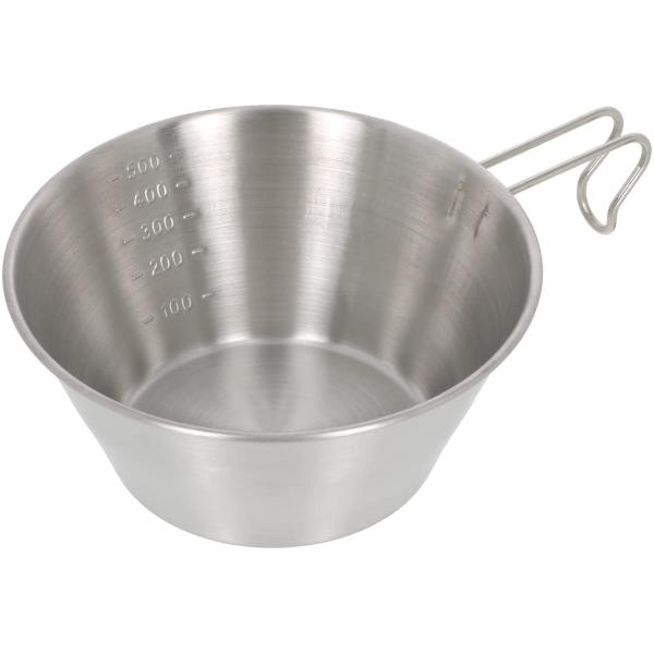 さびにくいステンレス製便利な目盛り付き計量カップやコップ、鍋としても使える 計量カップやコップ、鍋としても使える材質:ステンレス鋼満水容量:約600mlサイズ:約幅140×高さ62×奥行き192mm、重量:120g