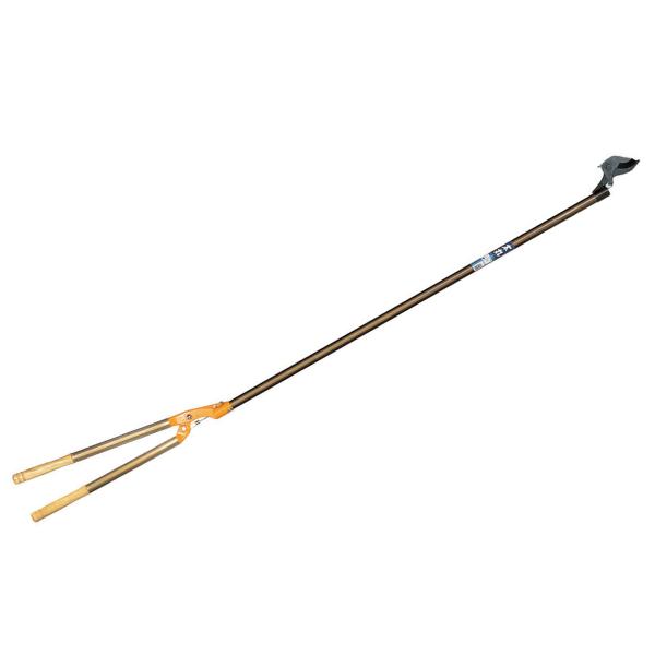 ニシガキ工業 太丸2000 N-155は、全長2mのテコ式太枝切り鋏です。刃部が110度回転するため、狭い場所や角度のある枝にも刃先を合わせやすい設計。生木約40mmまでの枝切りに対応し、剪定後の枝のかき出しに便利なツメ付きです。刃はヤニや...