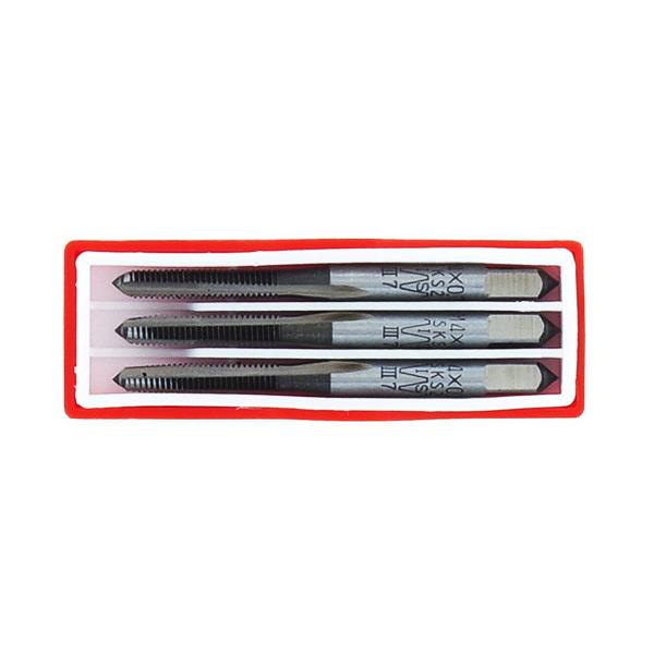 ●本体：合金工具鋼 ●荒用・中仕上用・仕上用の３本セットです。 ●３本のタップを使うことで深穴のめねじ立ても可能です。 ●一般鋼材、真鍮、銅、アルミ、樹脂のめねじ立てに ●タップねじ径：M4 ●ピッチ(mm)：0.7 ●タップ全長(mm)：...