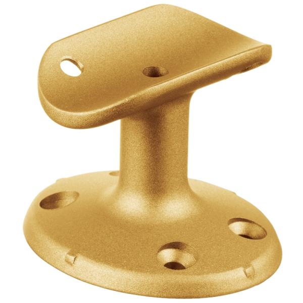 スタンダードな縦型ブラケットです材質：亜鉛合金色：ブラウン、ゴールドねじ付（壁取付用+3.5×40 4本、手すり取付用+3.5×20 2本）木下地に取付けやすいようにねじ穴を斜めにあけています。アンカーをご使用の際は加工にご注意ください。