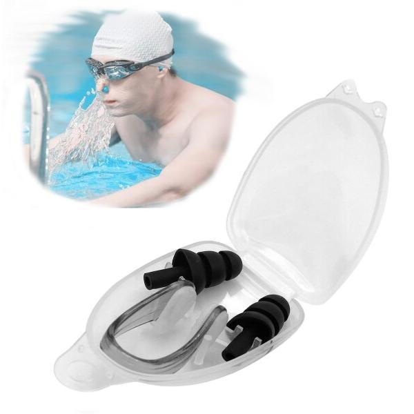 ノーズクリップ 鼻栓 水泳 耳栓 2個セット 防水再利用可能なシリコンPC、子供大人兼用 水泳初心者 競泳 海水浴 サーフィン(収納ケース付き) (黒)商品コード：66079709877カラー：黒高品質の素材:これスイミングノーズクリップは...