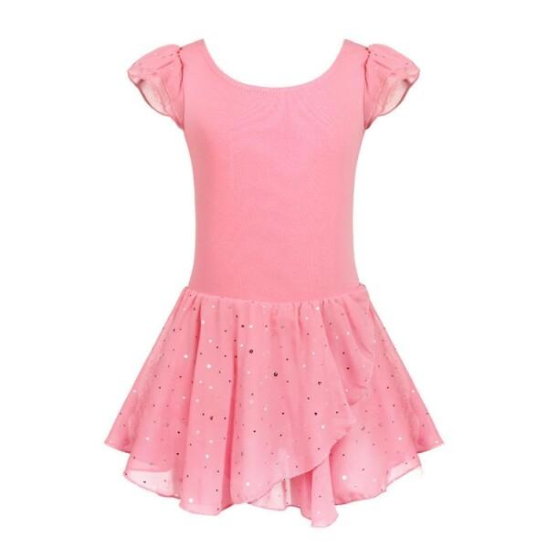 (Arshiner) バレエ レオタード 子供 肩フリル袖 バレエ 衣装 Uネックバック シフォンスカート付き 綿生地 無地 ダンススカート ジュニア キッズ 新体操 体操服 レッスン 教室 練習着 発表会 試合商品コード：66079724...