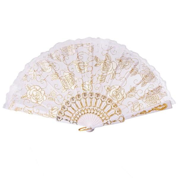 LOYELEY レース扇子 フラワーファン 薔薇 バラ柄 折りたたみ式 ダンス 踊り スペイン ドン?キホーテやスペインの踊り バレエ バレエ用品 練習用 ダンスパフォーマンス用 (白)商品コード：66079742828型番：dgk-623...