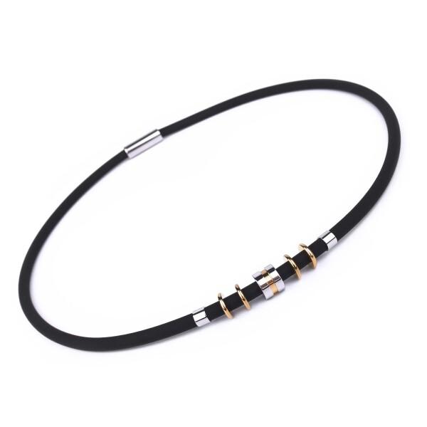 AIMEIS ネックレス シリコン ゲルマニウム 磁気ジョイント 静電気除去 ネックレス 静電気除去グッズ 静電気防止 ステンレス ファッション 高級なデザイン 人気モデル 野球選手も多く着用 金属アレルギーフリー プレゼント用 男女兼用 ...