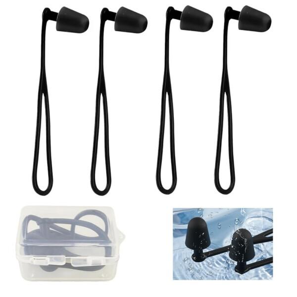 XIANFQNKJ 水泳耳栓 シリコン製 耳栓 2ペア 高弾力 脱落防止 収納ケース付き 繰り返し使える 耳保護 子供・大人兼用 スイミング用（ブラック）商品コード：66079779427型番：XIANFQNKJ-L187カラー：ブラック1...