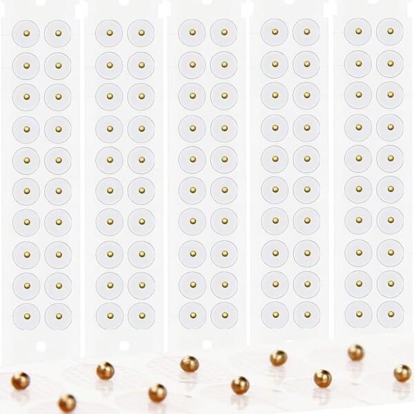 CHANJIF 耳つぼジュエリーシール 耳ツボシール 100粒入り ス鋼製 メッキ金粒 透明 大量 軽量で持ち運びが簡単 快適に使用 男女兼用商品コード：66079791233型番：ABC041カラー：透明＋ゴールドビーズ【セット内容】耳つ...