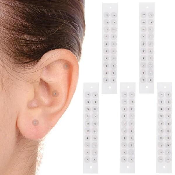 サムコス 耳ツボシール 耳つぼジュエリーシール 100粒入り 透明 シール ステンレス鋼製 メッキ金・銀粒 耳ツボ パーツ アレルギー対策 敏感肌対応 男女兼用 ピアスアクセサリー用 (銀の珠 100粒)商品コード：66079791249型...