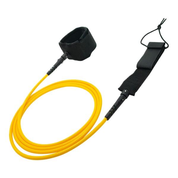 リーシュコード6/7/8/9/10/11/12フィート7 mm、プレミアムサーフボードリーシュ、調節可能な太ももアンクルカフサップアンクルリーシュ、パドルボードサーフボードスーパーリーシュレッグロープ (Light Yellow,8ft)商...