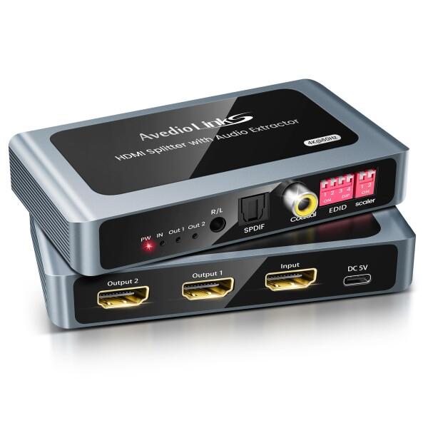 avedio links HDMI 分配器 1入力2出力 HDCP2.2解除 4K@60Hz 音声分離