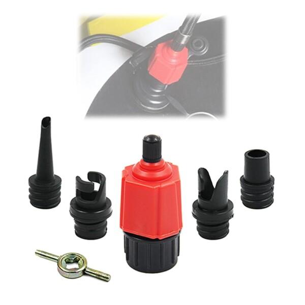 HAUUFENN 赤いSUP用空気入れアダプター 4ノズル付き + 小型レンチ付き インフレータブルカヤック・ボート・エアベッド・プール対応 空気入れアタッチメント 多機能ノズル商品コード：66080567997型番：HAUUFENN-H1...