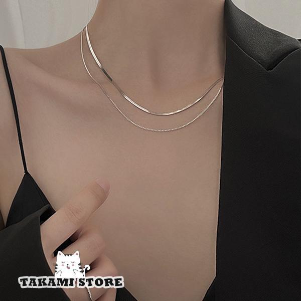ネックレス レディース 2連 チョーカー チェーンネックレス シンプル