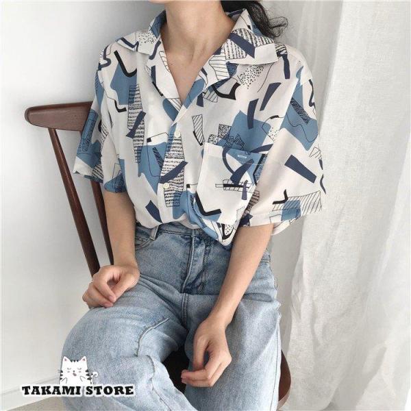 幾何学模様 アロハシャツ Mサイズ takami-store_tkm717-mf3