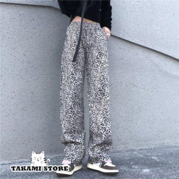 basic satinストレートパンツ　レオパードS basic satinストレートパンツレオパードS