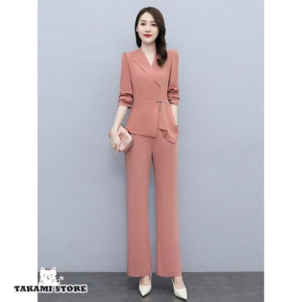 パンツドレス セットアップ レディース パーティードレス 結婚式 お呼ばれドレス 袖あり 長袖 パンツスーツ フォーマル きれいめ 大きいサイズ 3L takami-store_tkm717-mf837