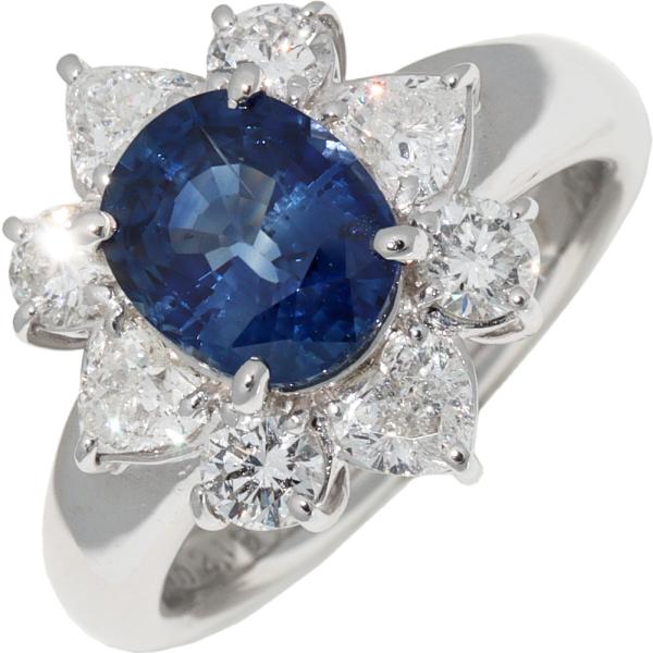 pt900 サファイア２連風　リング 指輪(リング) Pt900 サファイア2.121ct/ダイヤ1.37ct : たかみ質店