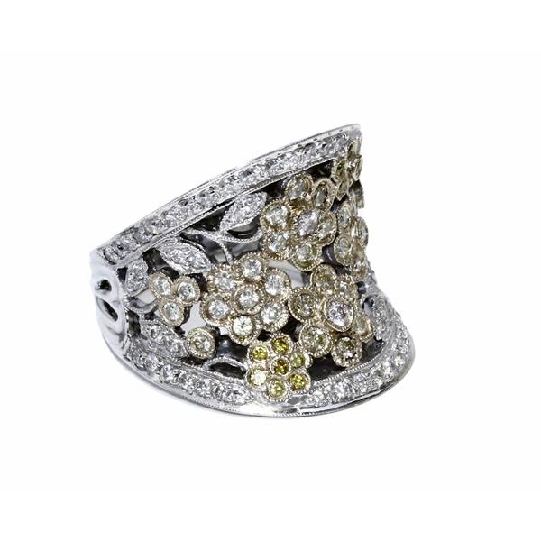 花 フラワー たかみ質店 12号 12号 指輪 リング K18wg イエローダイヤ ダイヤ1 73ct 花 店 リング