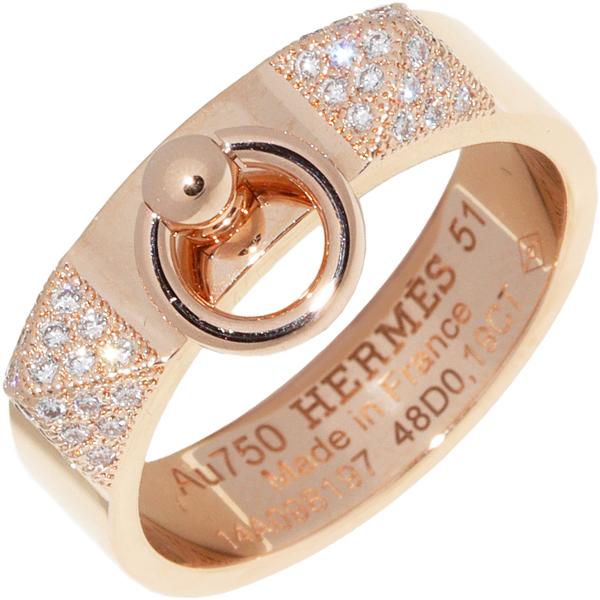 HERMES エルメス 指輪 K18PG ダイヤ0.19ct コリエ・ド・シアンPMリング  
