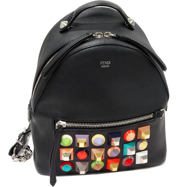 フェンディ バックパック スタッズ カーフ 黒 8BZ038 9DF F0JBX