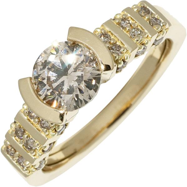 指輪 K18YG ブラウンダイヤ1.00ct ブラウンダイヤ0.23ct : たかみ質店 
