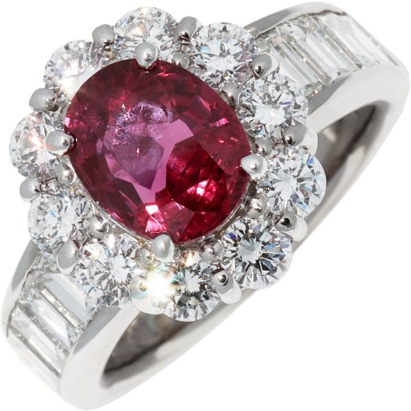 ダイヤモンド　ルビー　リング 指輪 K18WG ルビー2.180ct ダイヤ2.40ct : たかみ質店 Yahoo!店