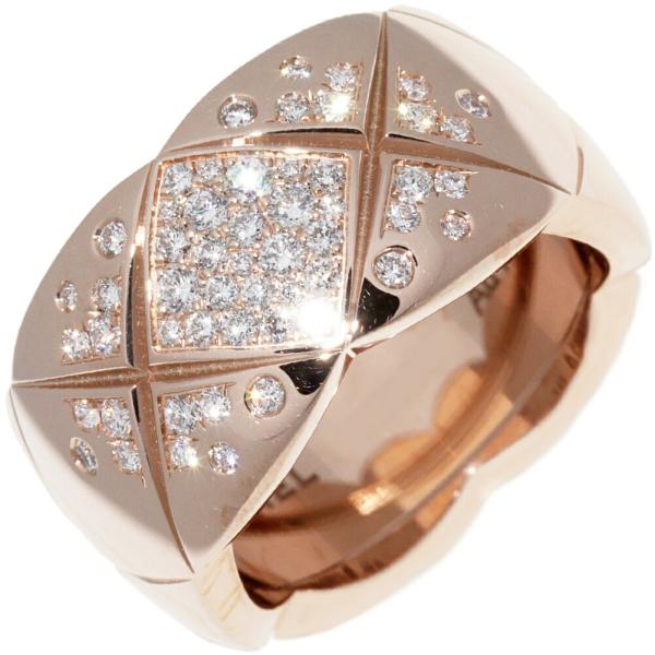 【CHANEL】Chanel ring with pearl★指輪 リング【ランク：Ｓ】 CHANEL Ring Rhinestone & Pearl CC Logo Square Gold Plated