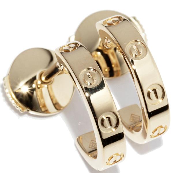 【美品】 Cartier Au750 フープ　ピアス ミニラブ Cartier カルティエ ピアス K18YG ミニラブピアス フープピアス