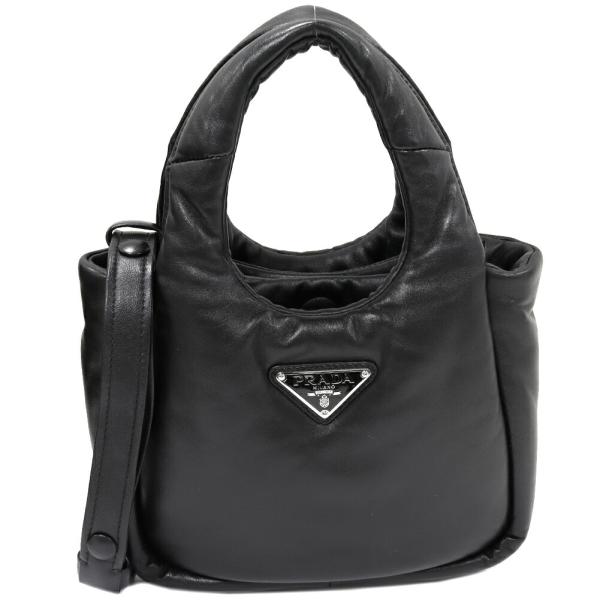 PRADA プラダ ナイロン ナッパレザー ハンドバッグ ブラック BR2690 PRADA（プラダ） ナッパトライアングル スモール ナッパレザー 黒 2WAY