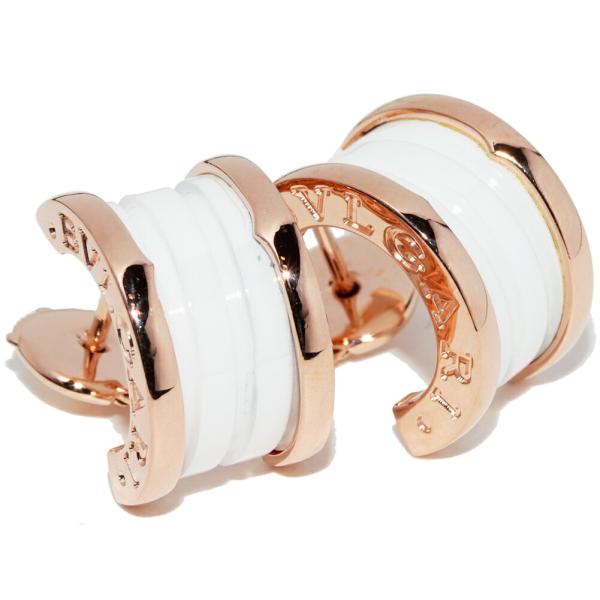 BVLGARI ブルガリ ピアス K18PG ホワイトセラミック B.zero1
