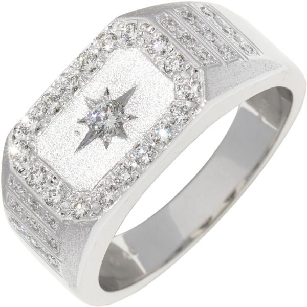指輪 Pt950 ダイヤ0.40ct 印台風 約17.5号