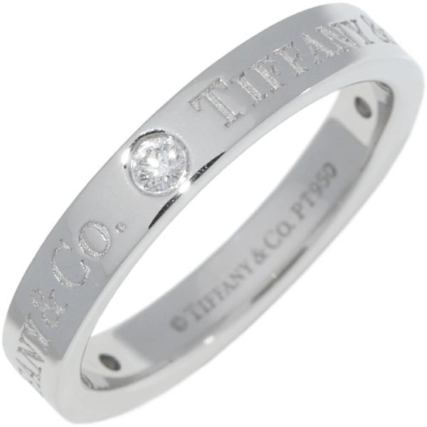 Tiffany & Co. ロゴバンドリングPt950 ティファニー 指輪 Pt950 ダイヤ3P(0.07ct) T&CO.バンドリング