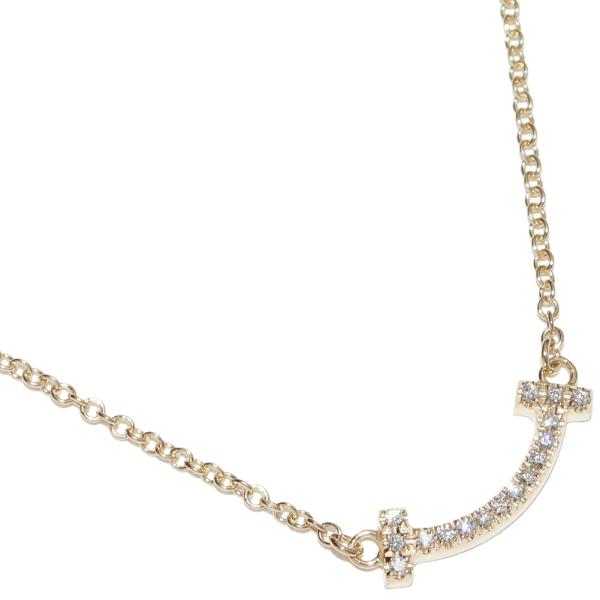 ティファニー K18YG ダイヤ0.03ct Tスマイル ペンダントネックレス