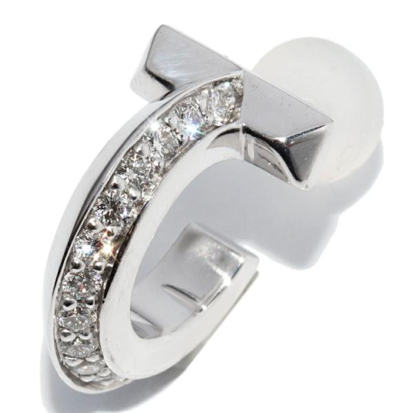 ティファニー ピアス K18WG ダイヤ0.20ct Tワン フープピアス 片方のみ