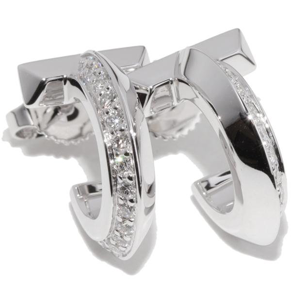 ティファニー K18WG ダイヤ0.40ct Tワン フープピアス : たかみ質店