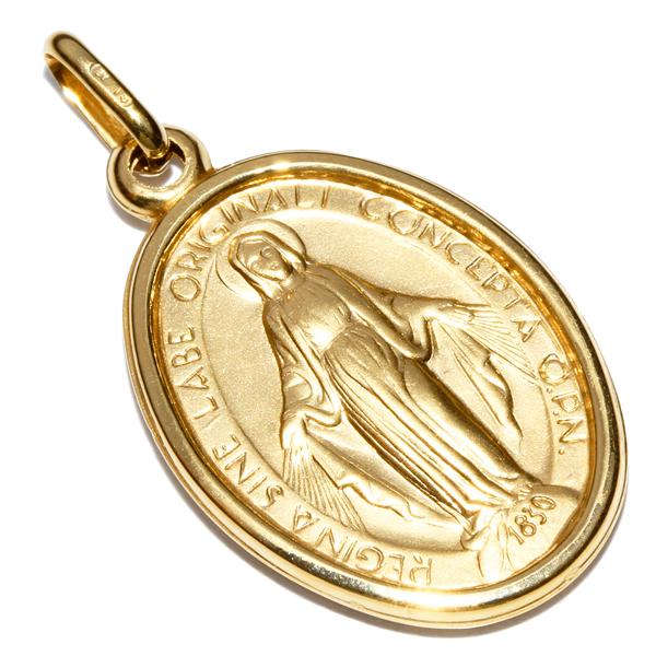 ウノアエレ マリアペンダントトップ K18 UNOAERRE K18イエローゴールドマリアのメダイペンダントトップ（大