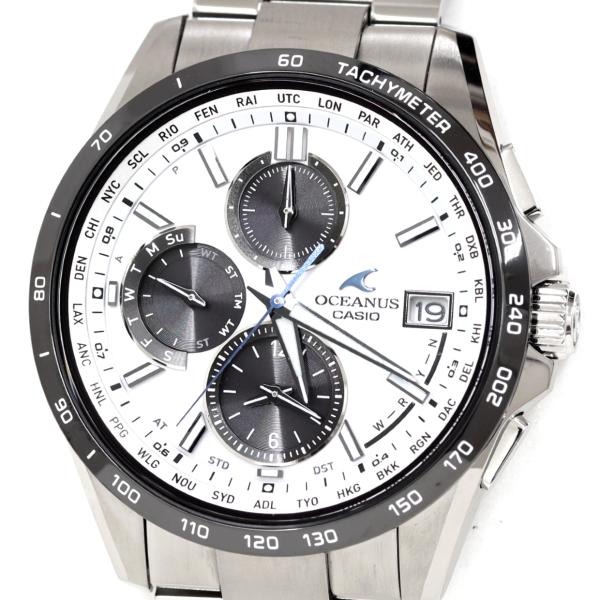 カシオCASIO オシアナスOCEANUS OCW-T2600 白文字盤 美品 OCEANUS （ノベルティー付き）オシアナス 電波ソーラー 腕時計