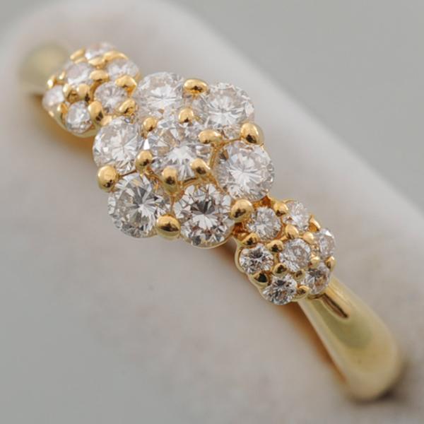 B75】 K18 イエローゴールド 天然ダイヤモンド 0.50ct デザイン リング