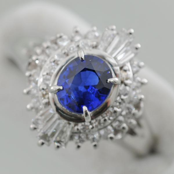大特価 ブルーサファイア 1.51 プラチナ Pt900 ダイヤ 0.35 指輪 楽天