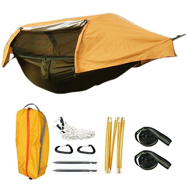 ハンモック 蚊帳付き 耐荷重200kg 全3色 アウトドア用 ハンモック