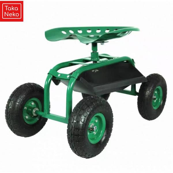 人間工学に基づいた調節可能なシート：この回転式ガーデンスツールは、360°回転する体にフィットするシートを採用しており、植物に簡単にアクセスできます。シートの高さは調節可能なので、除草や剪定中にかがんだりしゃがんだりする必要がなく、腰や脚へ...