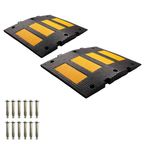 スピードハンプ 2個 ゴム製スピードバンプ ポータブルゴム製道路バンプ 目を引く色 砂利道、アスファルト道、コンクリート道に適しています スピードハンプ 2個 ゴム製スピードバンプ ポータブルゴム製道路バンプ