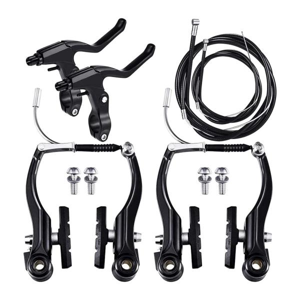 vブレーキセット ロードバイク マウンテンバイク 自転車 アルミVブレーキ アクセサリー レーシングバイク用 取り付け簡単 バイクブレーキ ケーブル＆レバーキッ