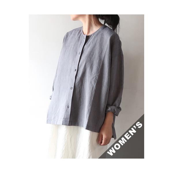 evam eva（エヴァムエヴァ） シャツ レディース linen washi no collar